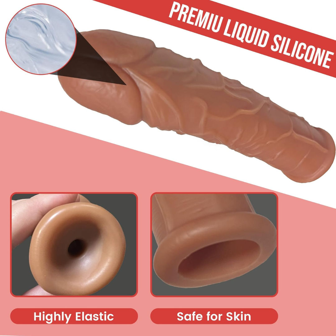 Silicone Penis Ring Enlarge Thicken Reusable Realistic Condom
