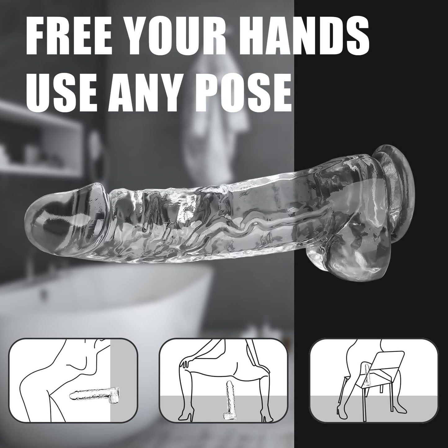 PrimeX Realistic Dildo - 9.6 Inch Huge Silicone Dildo with Strong Suction Cup