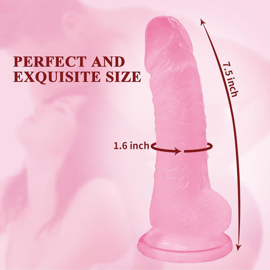 Realistic Big Dildo,Flexible Penis with Curved Shaft with Powerful Suction Cup, Women Men