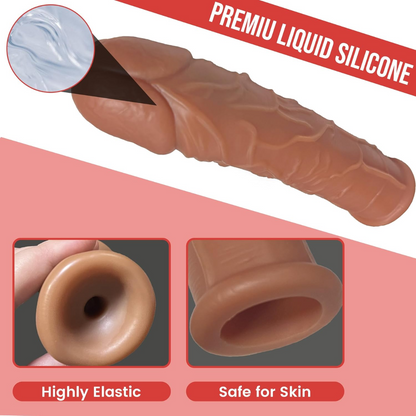 Silicone Penis Ring Enlarge Thicken Reusable Realistic Condom