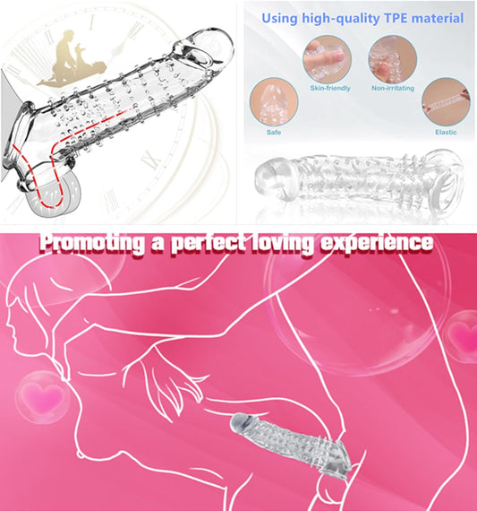 Penis Sleeve with Cock Ring, Penis Extender and Penis Enlarger for Men