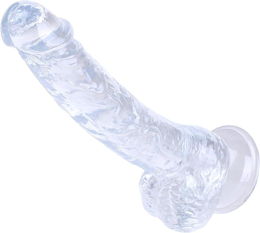 Clear Realistic Dildo, 7 Inch Soft Silicone Dildo For Women - Strong Suction Cup