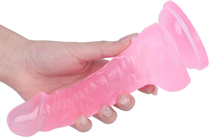 Realistic Big Dildo,Flexible Penis with Curved Shaft with Powerful Suction Cup, Women Men