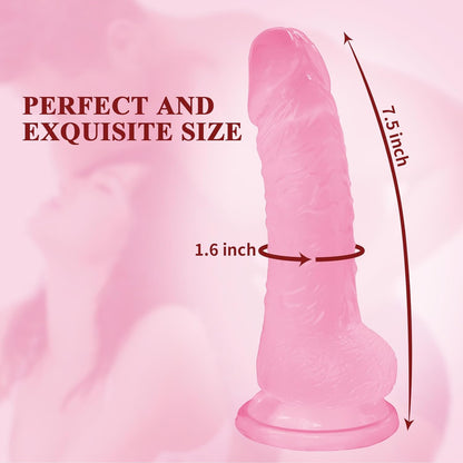 Realistic Big Dildo,Flexible Penis with Curved Shaft with Powerful Suction Cup, Women Men