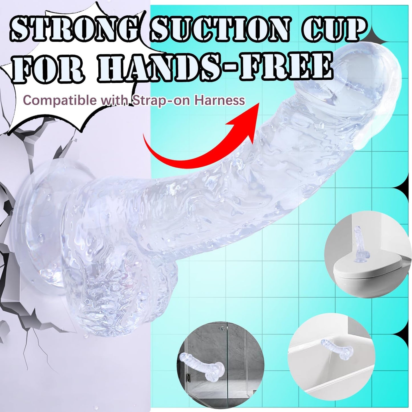 Clear Realistic Dildo, 7 Inch Soft Silicone Dildo For Women - Strong Suction Cup