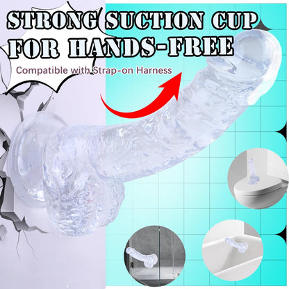 Clear Realistic Dildo, 7 Inch Soft Silicone Dildo For Women - Strong Suction Cup